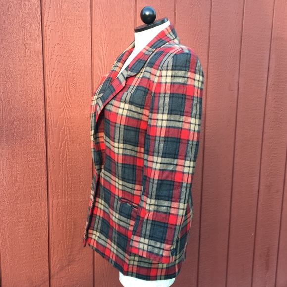 Talbots 12 Wool Plaid button front Lined Blazer - Picture 6 of 7